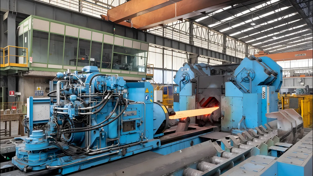 Prensa de forja y estructura metalográfica resultante